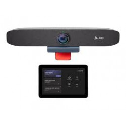 Poly Focus Room Kit includes: Poly P15 video bar, GC8 touch controller, Cable 10m USB3.1 A to C, Pwr cord Type C,CE 7/7.